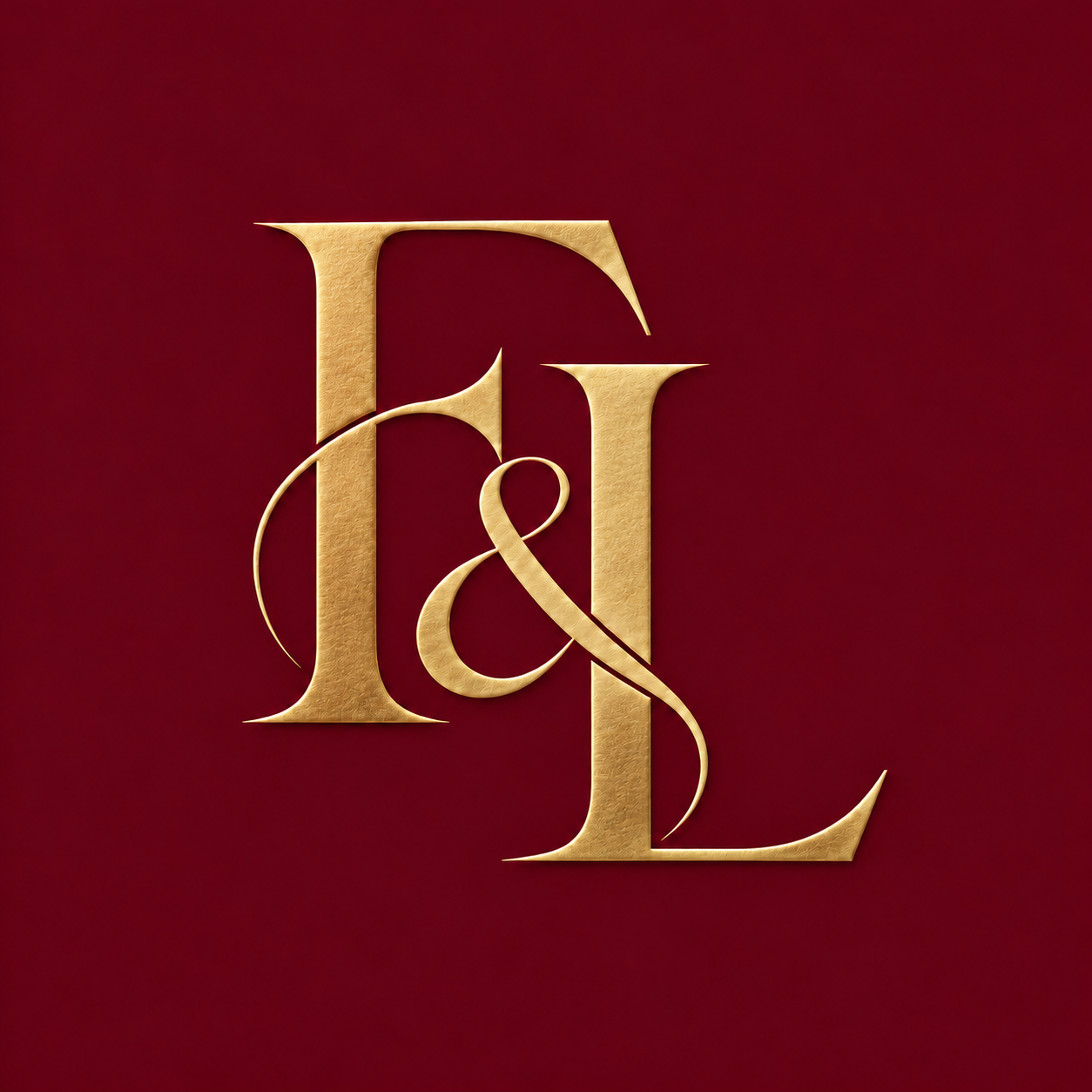 Faith & Legacy gold F&L monogram on burgundy